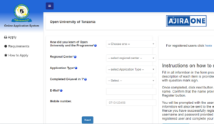 OUT Online Application, Open University of Tanzania: 2024/2025 Admission Process